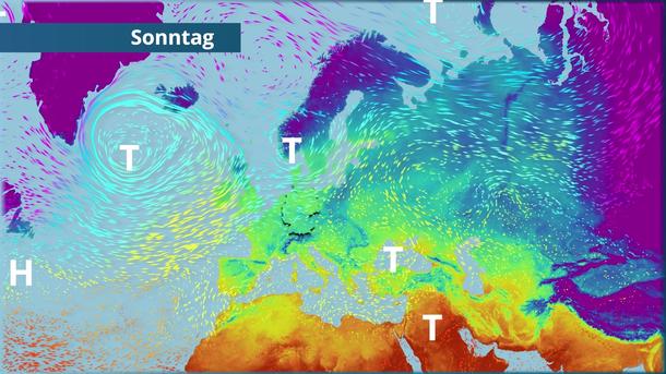 Tief mitten über der Nordsee