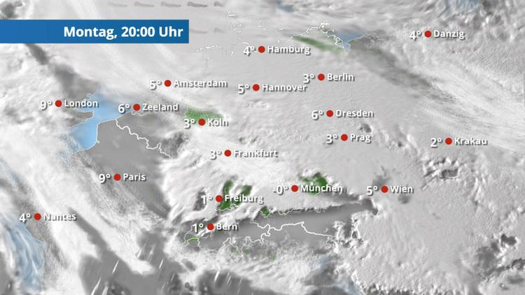 Wolken und Nebel, aber nur selten Regen oder Schnee