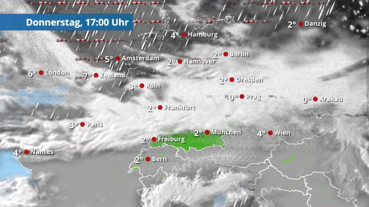 Im Norden Sturm, Regen und Schneegriesel