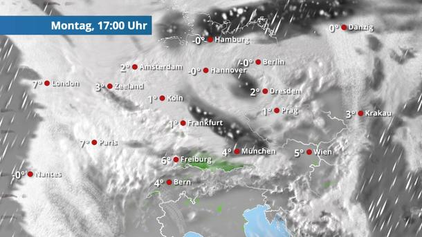 Schnee in einem breiten Streifen