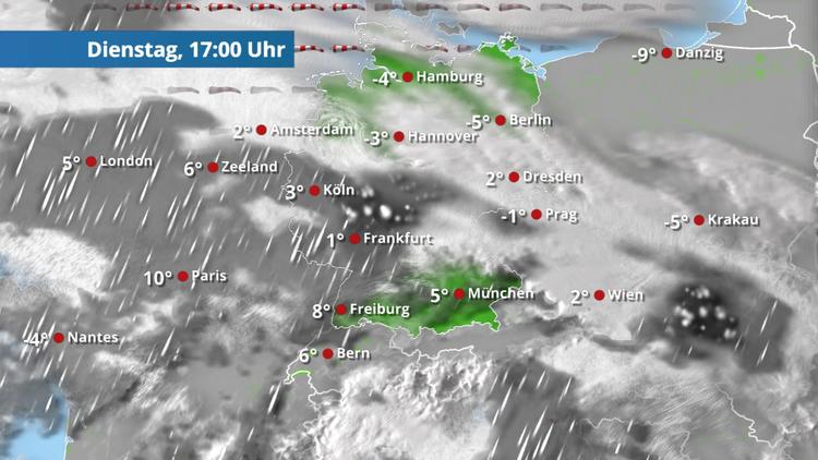 Regen und Schnee im Westen Deutschlands