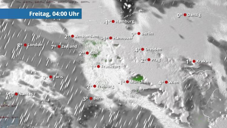 Ein paar Wolkenlücken nur im Süden und Westen