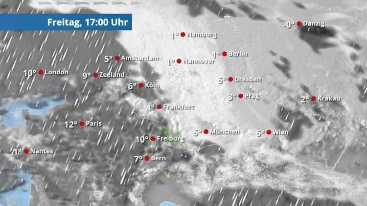 Regen, Schneeregen und Wolken