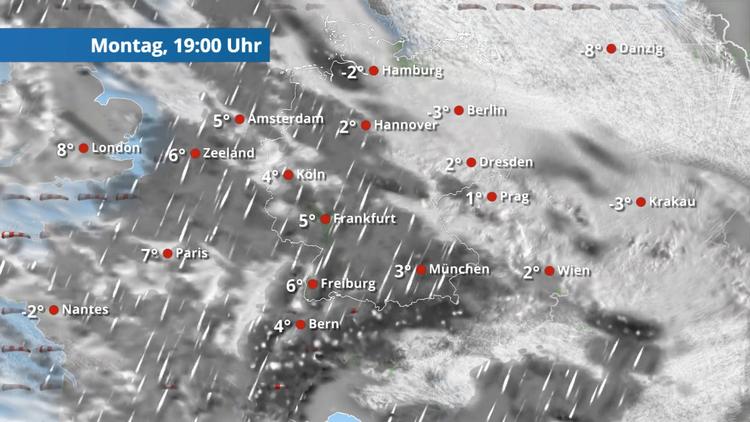Tief Wally am Drücker - immer wieder Wolken mit Regen oder Schnee