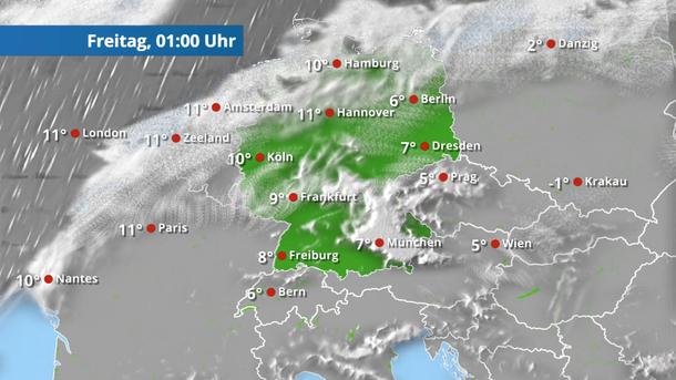 Klare Nacht, nur Norden und Westen zunehmend wolkiger