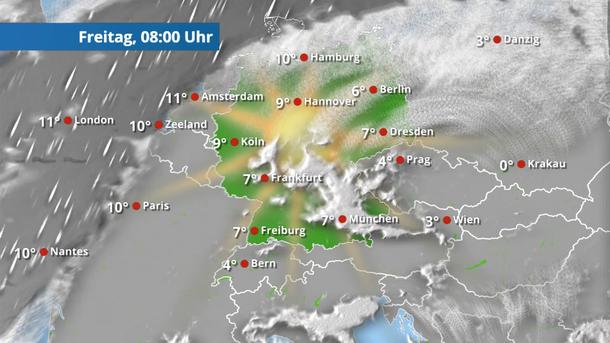 Norden und Westen später etwas Regen, sonst bleibt es sonnig